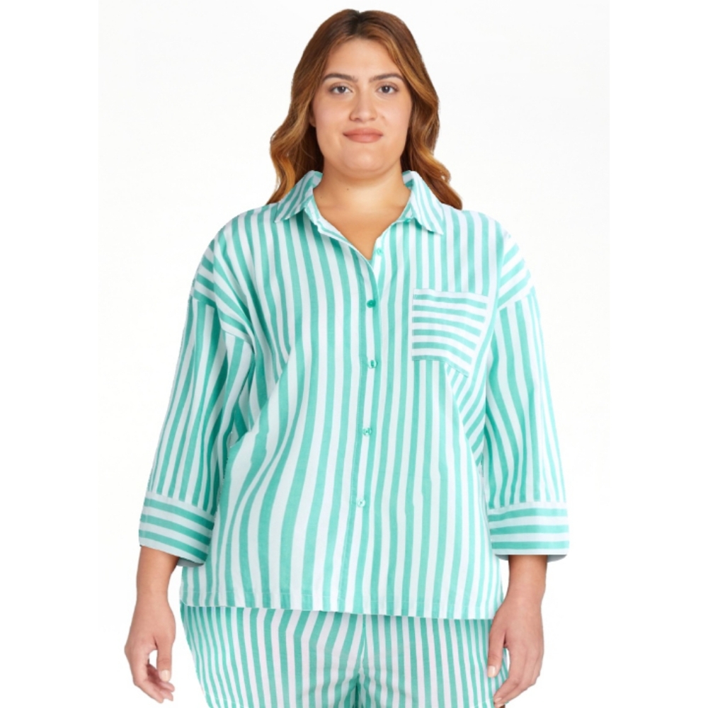 U R Cute 🥰 PJ Set Boxer Shorts w/ POCKETS & Full Button Down Shirt Pajamas - Picture 6 of 14